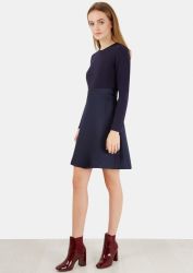 Closet London 2 In 1 Navy Contrast Long Sleeve Skirt Dress