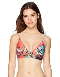 Mae Women's Swimwear Fixed Triangle Bikini Top Tropical Leaf Print Medium