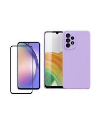 Silicone Phone Case & Screen Protector Combo For Samsung Galaxy A33-PURPLE