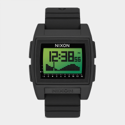 Nixon Men&apos S Base Tide Pro Black & Green Positive Digital Silicone Watch