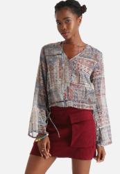 Influence. Washed Out Tile Print Bell Sleeve Blouse