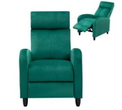 Velvet Recliner Chair Reclining Sofa Home Theater Seating - Green