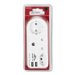 @home Eurolux 3 Way Adapter With USB Port