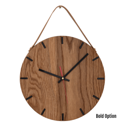 Liam Wall Clock In Oak - 300MM Dia Natural Bold Red Second Hand