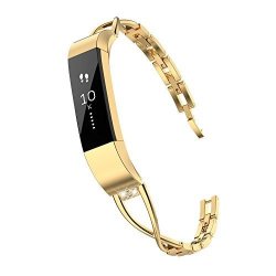 Toyouths Compatible With Fitbit Alta Bands And Fitbit Alta Hr Bands Rhinestone Replacement Bands Accessories Straps Wrist Bands For Women Gold