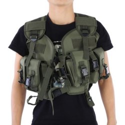 Airsoft Camouflage Military Molle Combat Assault Plate Carrier Vest - Green