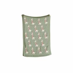 Creative Co-op DA8037-1 Green Cotton Knit Giraffe Blanket