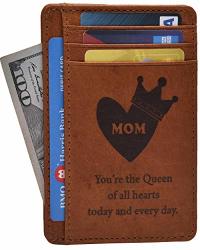 Minimalist Wallets For Men & Women Rfid Front Pocket Leather Card Holder Wallet Sienna Leather