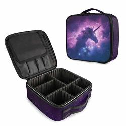 Mr.xzy Unicorn Starry Sky Travel Makeup Train Case Nebula Pretty Pattern Makeup Bag Cosmetic Bag With Adjustable Dividers For Cosmetics Make Up Tools 2010078