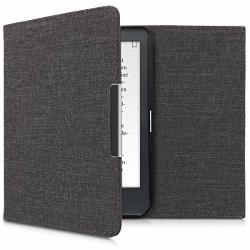 Kwmobile Case For Kobo Clara HD - Book Style Fabric Protective E-reader Cover Flip Folio Case - Fabric Grey