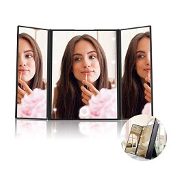 Trifold LED Makeup Mirror Compact Vanity Portable Folding For Travel Bathroom Purse Illuminating Lights With Adjustable Stand