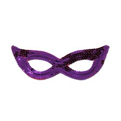 Dark Purple Sequined Masquerade Mask With Cat Eyes