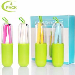 Silicone Reusable Drinking Straws Yinxn 4 Pack Portable Collapsible Straws With 4 Cases 5 Cleaning Brushes 20&30 Oz Tumbler For Travel Office Home