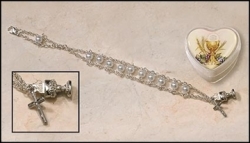 Faux White Pearl Ladder One Decade Rosary Bracelet
