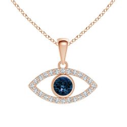 Evil Eye Necklace With Swarovski Montana Crystal Rosegold