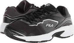 FILA Women's Runtronic Slip Resistant Running Shoe Food Service Black pewter metallic Silver 7 B Us