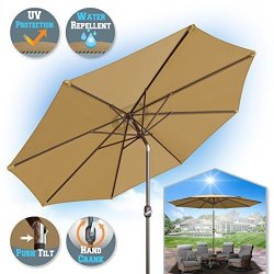 Benefitusa 10 Patio Umbrella Garden Parasol Market Sunshade Outdoor With Tilt And Crank Tan Prices Shop Deals Online Pricecheck