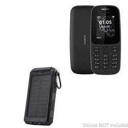 Boxwave Nokia 105 2019 Battery Solar Rejuva Powerpack 6000MAH Solar Powered Backup Power Bank For Nokia 105 2019 - Jet Black