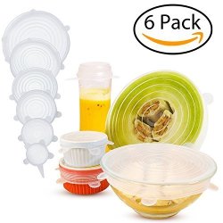 PACK 6 Of Silicone Storage Covers Various Sizes Silicone Stretch Lids For Bowl Jar Pots Cans Platters Glassware Dishwasher Oven Microwave And Freezer
