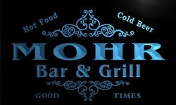 U30998-B Mohr Family Name Bar & Grill Home Brew Beer Neon Sign