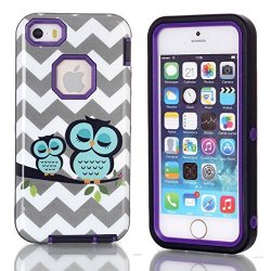 Iphone 5C Case 5C Case $uncle.y Smart Owl 3 In 2 Hybrid Tpu Silicone + Hard Strong Case High Impact Wavy Fit For Iphone 5C Case Purple