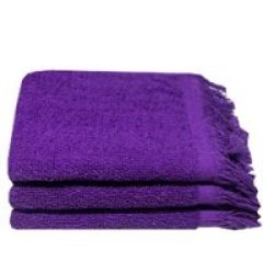 Recycled Ocean& 39 S Yarn Fringe Towels 380GSM 33X050CMS Violet 3 Pack