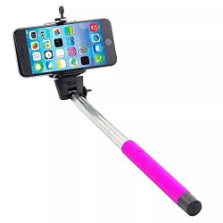 Iworld Wireless Selfie Stick Bluetooth Extendable Monopod With Built-in Shutter Release Button Collapsible Design For Most Smartphones Pink