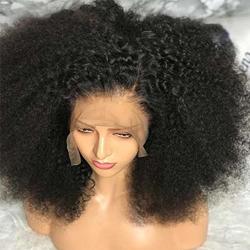 Afro Kinky Curly 13X4 Lace Front Wig Natural Hairline With Baby Hair Mongolian Human Hair Wigs Bleached Knots 16 Inch 150%