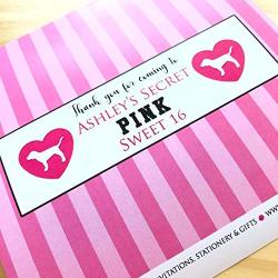 Set Of 10 Vs Pink Stripe Original Candy Bar Labels