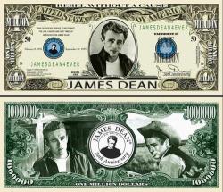 In Memory James Dean Novelty One Million Dollar Bill