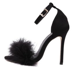 Djigirls Sexy Faux Fur Gladiator High Heel Sandals - Picture Color 5.5