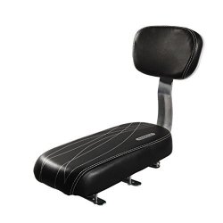 Bbdi Bicycle Back Seat With Pu Leather Cover Child Bike Saddle With Backrest - Black Line Pattern