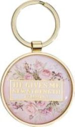 He Gives Me New Strength Psalm 23:3 Metal Keyring In Acetate Box