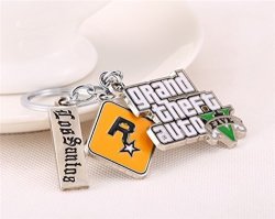 1 PC MINI Pocket Grand Theft Auto V Keychain Keyring Keyfob Game Chaveiro Pendant Keys Chains Rings Tags Strap Wrist Preeminent Popular Cute Wristlet