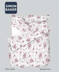 Simon Baker Bouquet Pink Cotton Printed Duvet Cover Set Various Sizes - Pink Three Quarter 150CM X 200CM +1 Pillowcase 45CM X 70CM