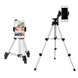 Bosozoku 26 Inch Lightweight Aluminum Tripod For Cellphone Camera + Smartphone Clip Mount + Tripod Bag Silver