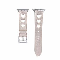 Insaneness For Apple Iwatch 38MM Heart Shaped Hollow Out Leather Watch Wrist Strap Band Rose Gold