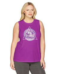 Just My Size Women's Plus Size Active Graphic Muscle Tank Well Balanced plum Dream 2X