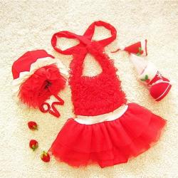 Baby Girl Princess Lace Bowknot Bikini Set Siamese Dress Cute Swimsuit With Hat Size: M Red