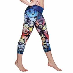 Matymats High Waist Yoga Pants Women s Tummy Control Printed Yoga Pants With Pockets Butterfly Medium Prices Shop Deals Online PriceCheck