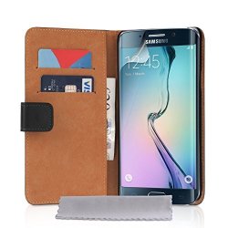 Caseflex Samsung Galaxy S6 Edge Real Leather Wallet Case - Black