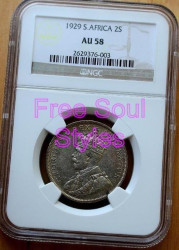 1929 2 Shilling Ngc Graded Au 58 - Almost There - Catalogue Value R20 000.00