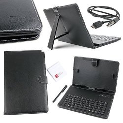 Duragadget Black Faux Leather Qwerty Keyboard Case Cover With Bluetooth Connection - Compatible With The Samsung Galaxy Note 10.1 2014 Edition - Plus