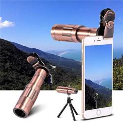 Fidgetfidget Camera Lens Telescope 20X Optical Zoom Telephoto Clip On Universal For Cellphone Copper Samsung Galaxy C9 Pro