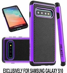 Pelotek Samsung S10 Purple Case Samsung S10 Black And Purple Case Tough Armor Triple Layer Attractive Luxury Design Purple Hard Case