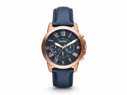 Fossil Grant Rose Gold Round Leather Men's Watch FS4835