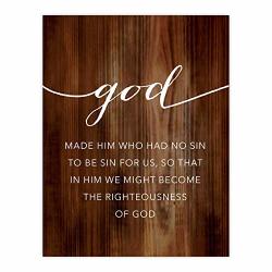 Andaz Press Christian Bible Verses 8.5X11-INCH Wood Poster 2 Corinthians 5:21: God Made Him Who Had No Sin To Be Sin For Us So