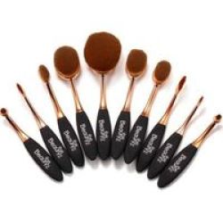 The Beauty Inc Oval Brush Set 10PCS Rose Gold Oval Makeup Brush Set