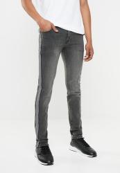 Superbalist Skinny Jeans - Checkerboard Tape Side Seam - Washed Grey