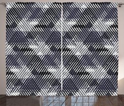 Ambesonne Grunge Curtains Digital Crossing Stripes With Zigzag And Triangles Trippy Modern Design Living Room Bedroom Window Drapes 2 Panel Set 108W X 90L